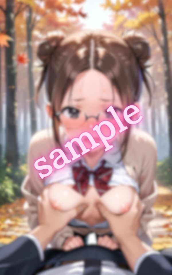 制服コスプレ巨乳美女のおっぱいを野外で揉む画像集 - サンプル画像 3