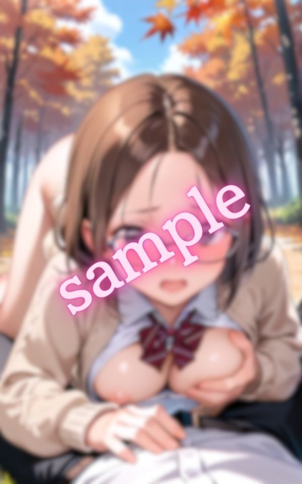 制服コスプレ巨乳美女のおっぱいを野外で揉む画像集 - サンプル画像 6