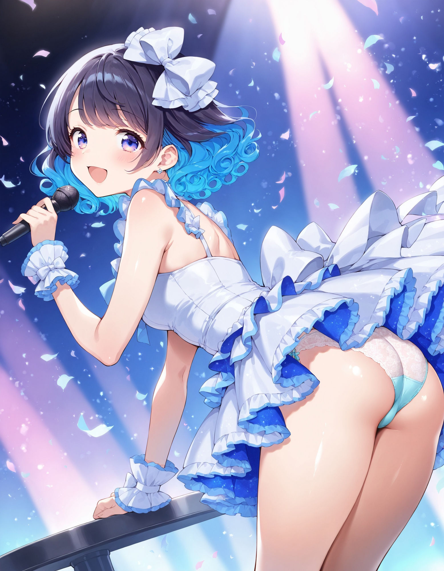 アイドルの前かがみパンチラ - サンプル画像 1