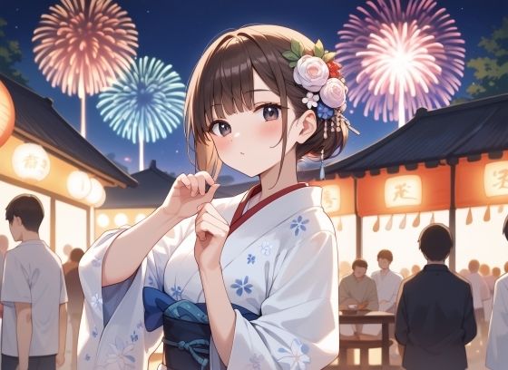 花火大会で青姦中出し - サンプル画像 1