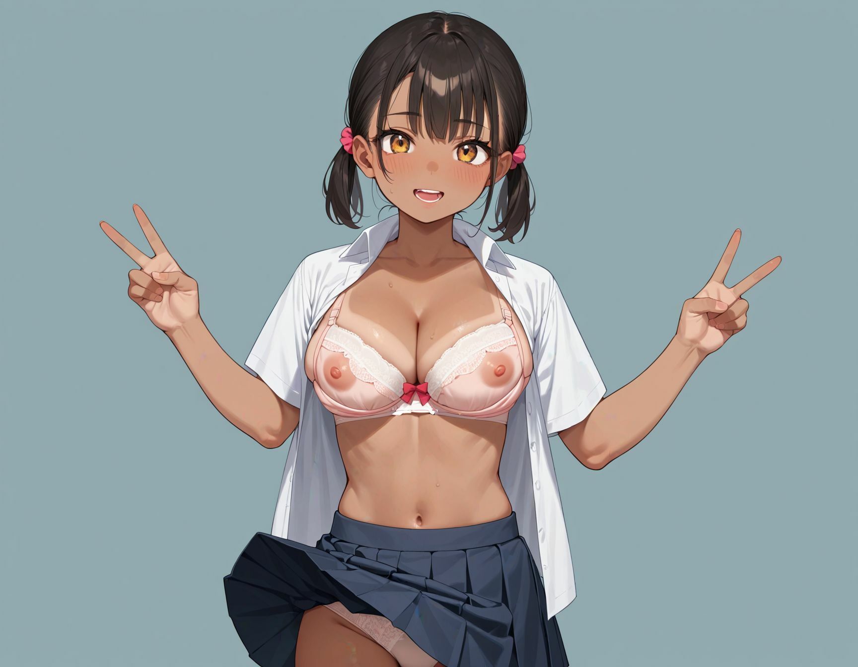 黒ギャル制服女子〜欲求不満の少女。 - サンプル画像 2