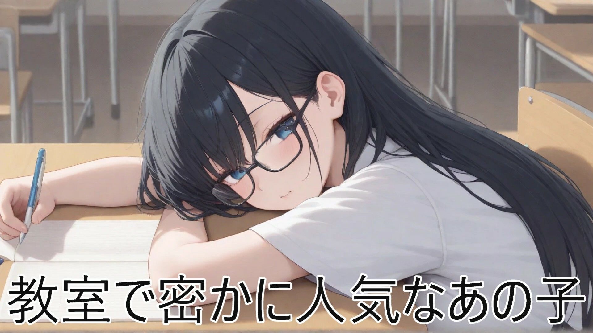 クラスで密かな人気がある黒髪清楚JKは教室で全裸オナニーをするド変態なCG - サンプル画像 1
