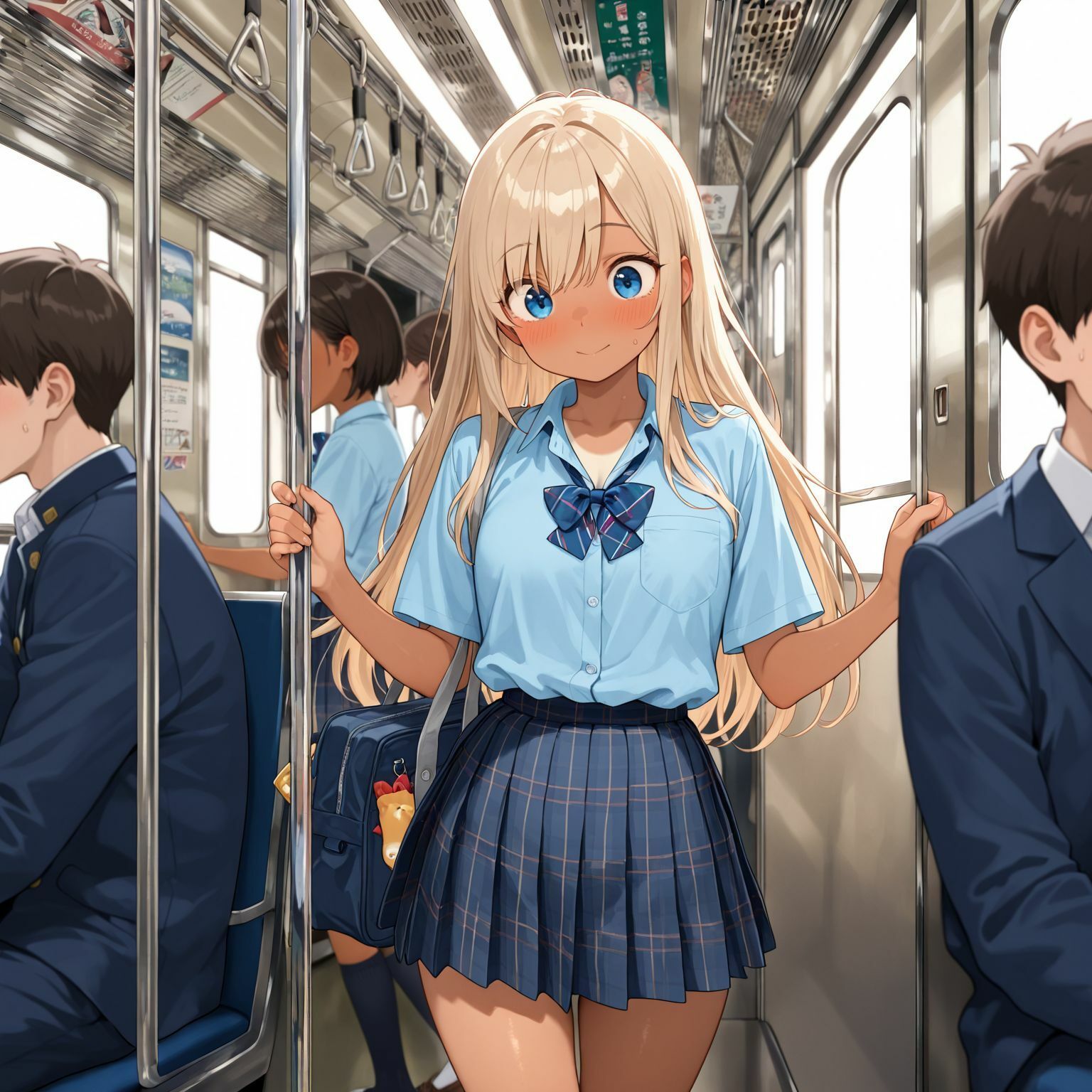 金髪の黒ギャル〜痴●から始まる電車内SEX - サンプル画像 1
