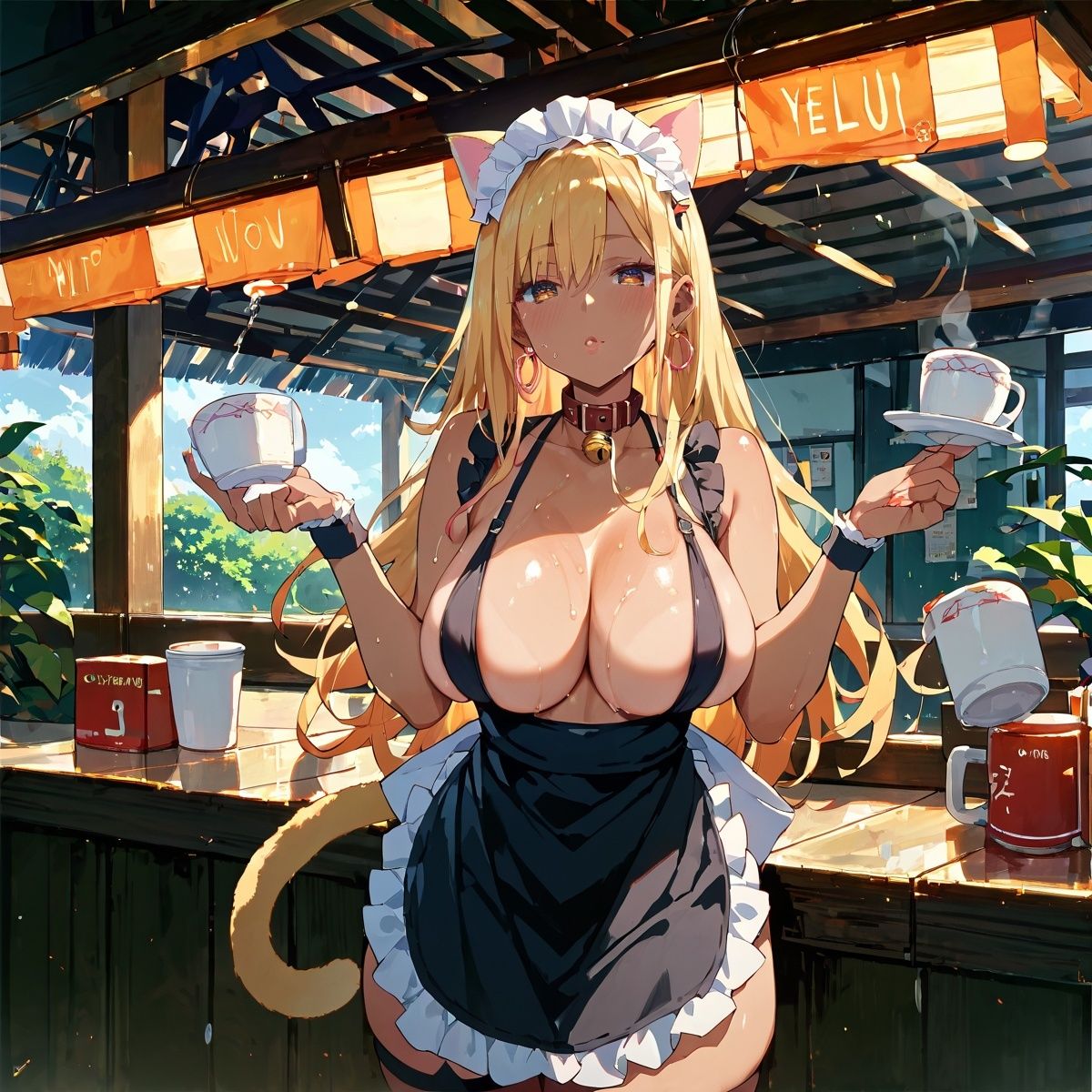 巨乳黒ギャル猫耳メイドH！Vol.3 - サンプル画像 5