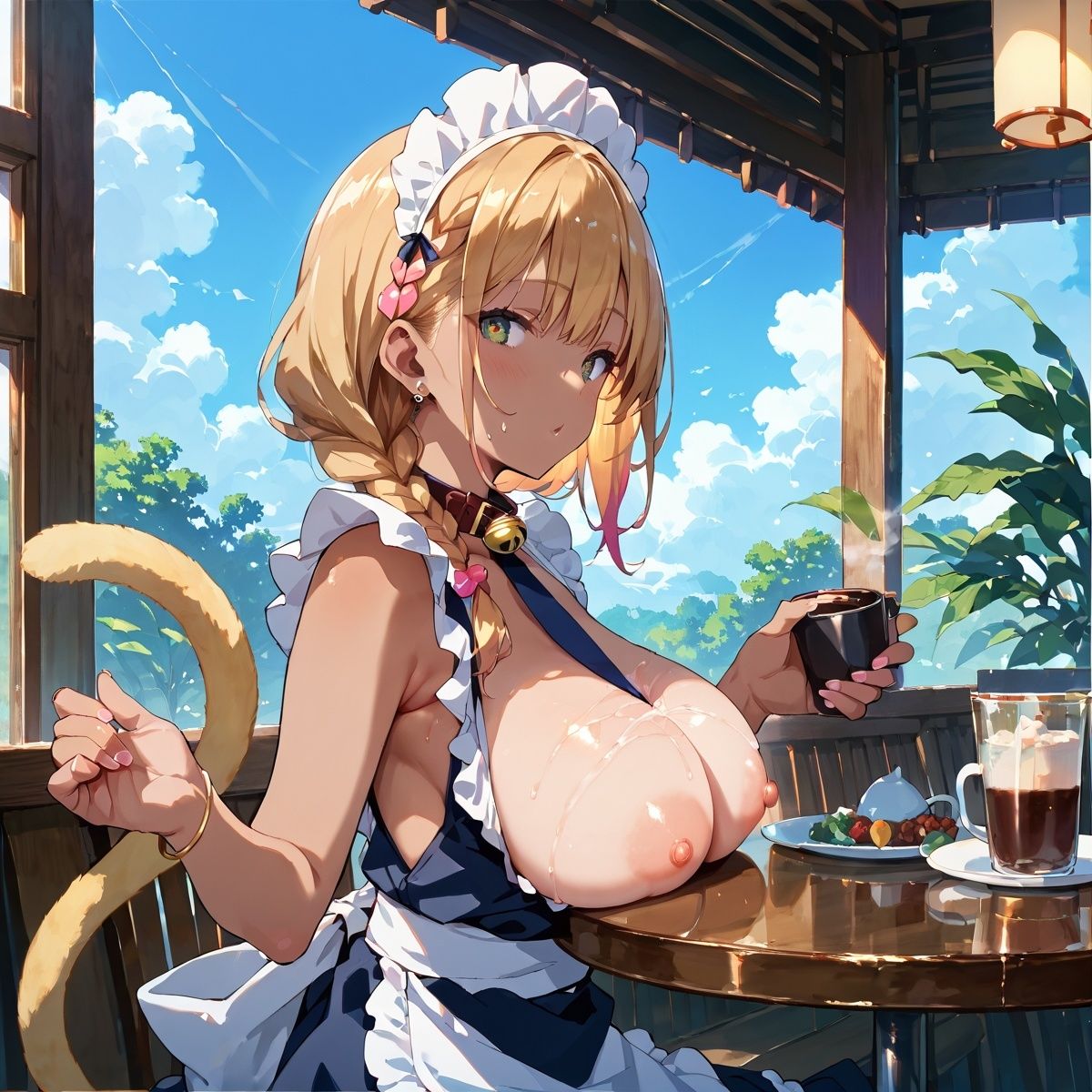 巨乳黒ギャル猫耳メイドH！Vol.5 - サンプル画像 2