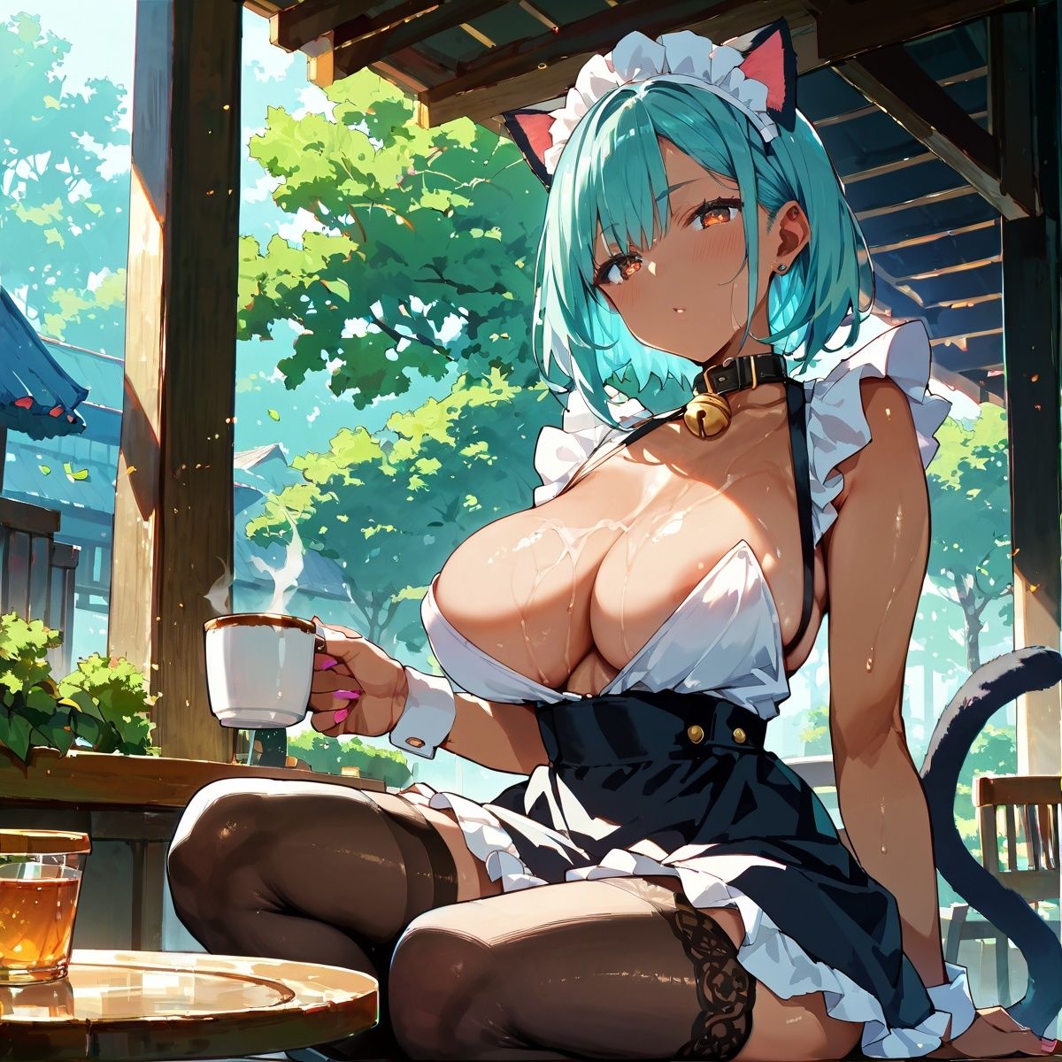 巨乳黒ギャル猫耳メイドH！Vol.7 - サンプル画像 2