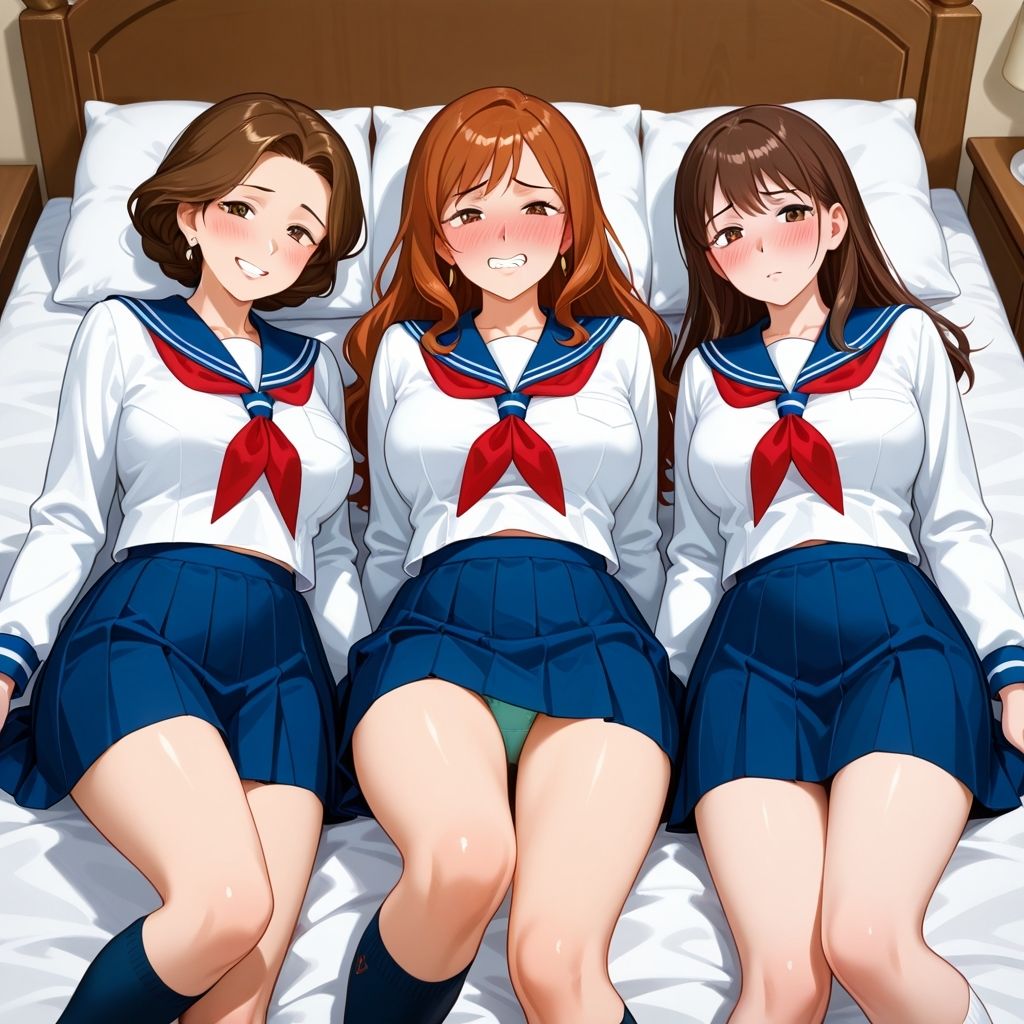 フェチコレVol.117 ベッドにパンチラしながら寝そべる制服コスプレ人妻ハーレム【枚数250枚】 - サンプル画像 2