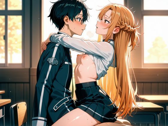 ザーメン大好きヒロインとの卑猥な学生性活（アスナ編） - サンプル画像 7