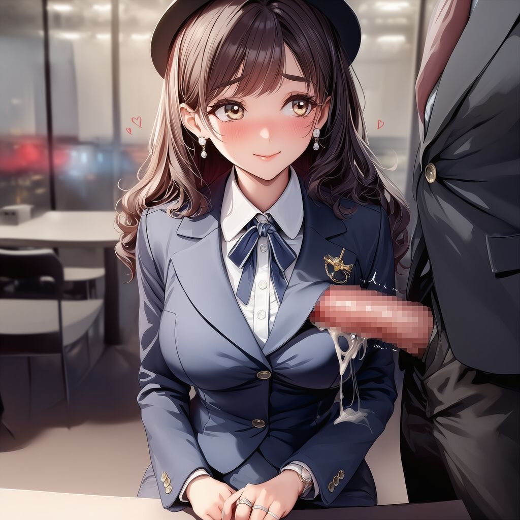 【完全着衣】美人受付嬢 制服と髪にぶっかけ - サンプル画像 1