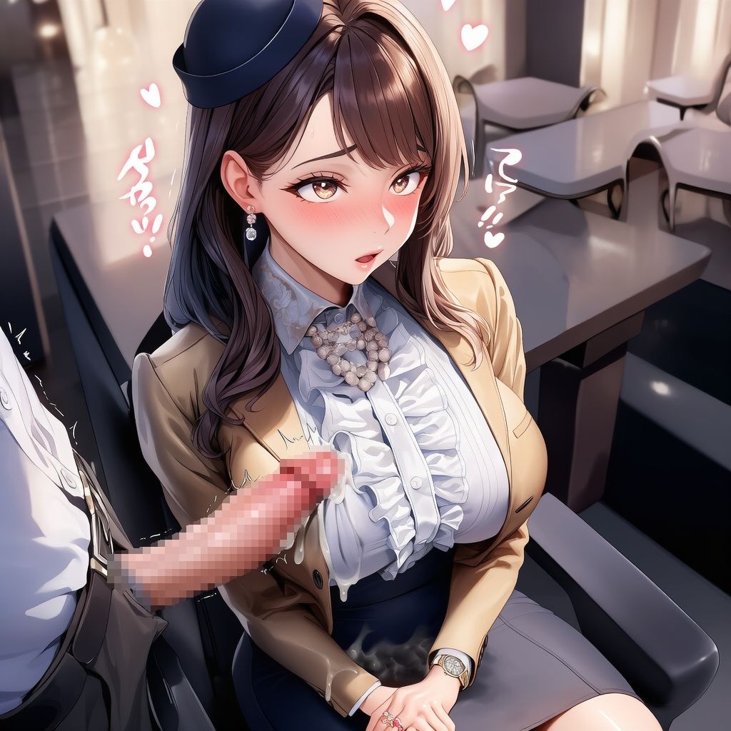 【完全着衣】美人受付嬢 制服と髪にぶっかけ - サンプル画像 2