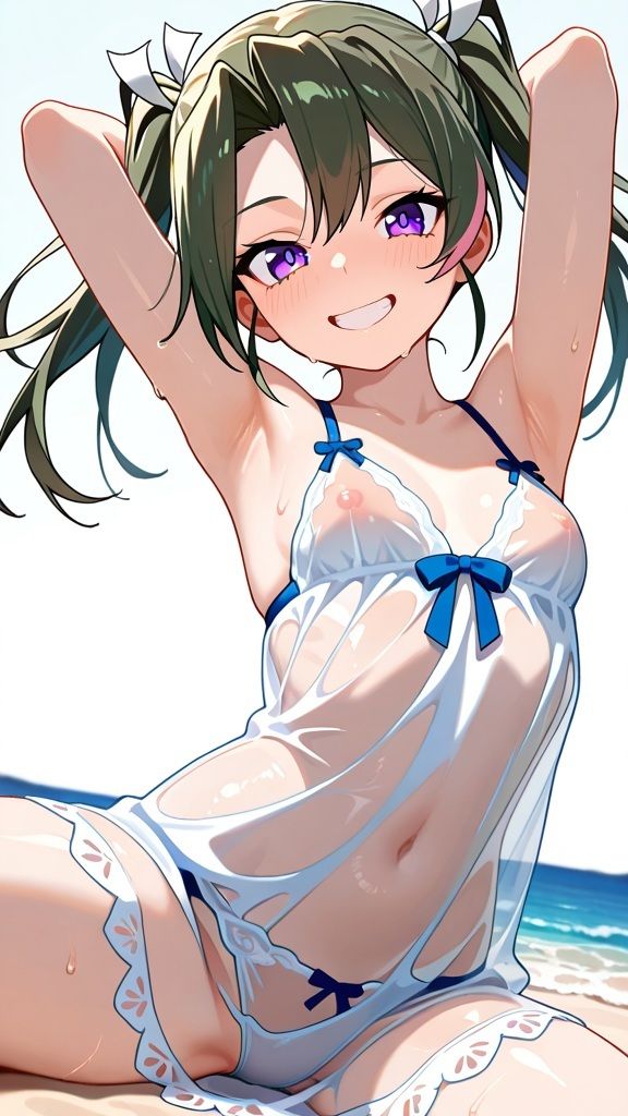 【艦○れ】空母〇娘エロ動画  加賀  赤城  瑞鶴  蒼龍  海辺でトップレス - サンプル画像 2