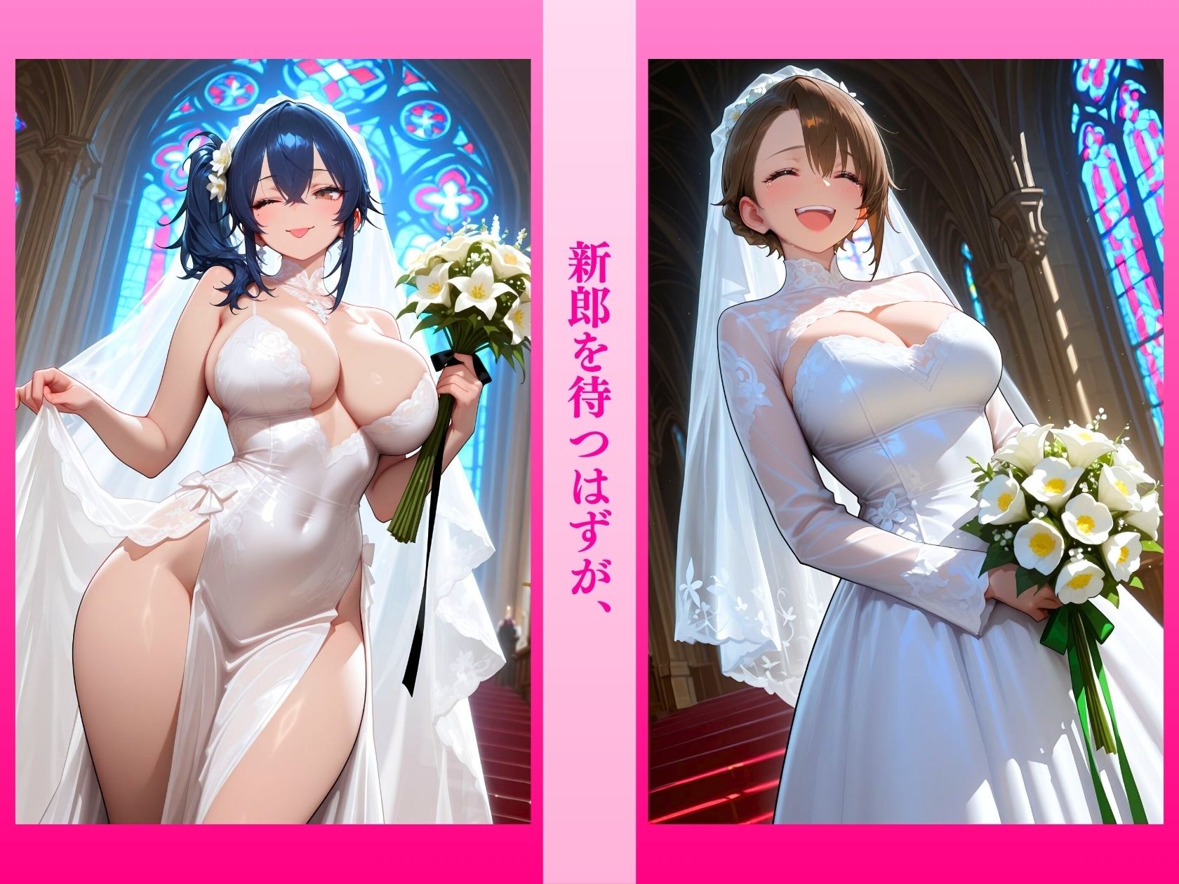 巨乳花嫁寝取られ悦楽犯純白ドレスが淫乱に染まる - サンプル画像 1