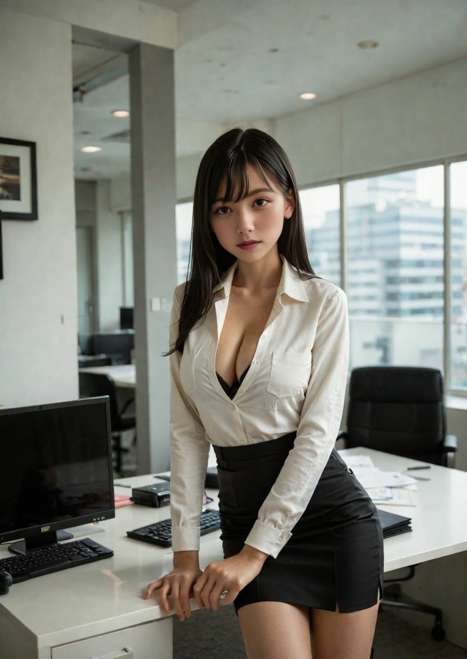 AI生成アダルト写真集「広報の可愛い新入社員を調教して企業ペットにした話」 - サンプル画像 2