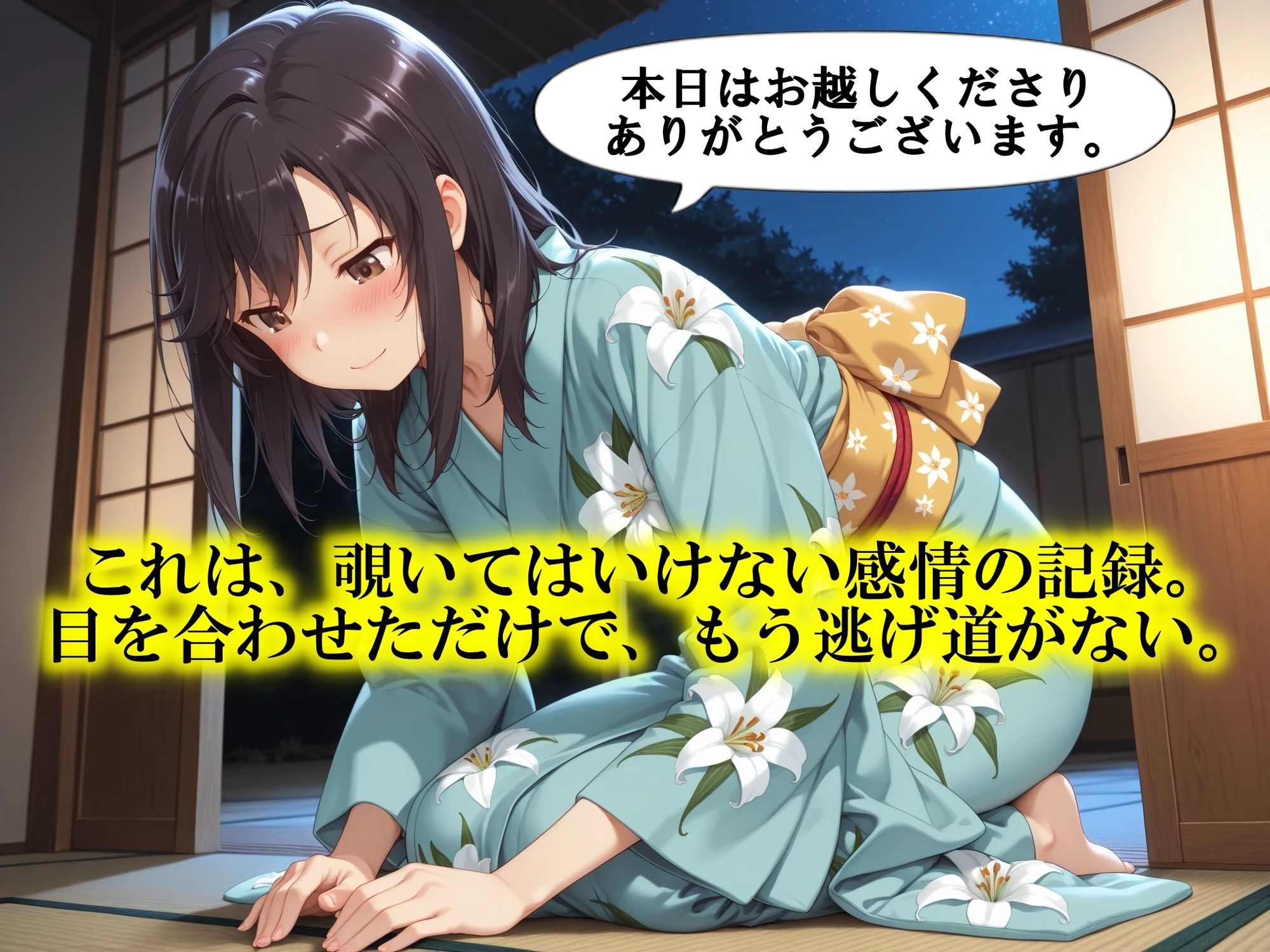 AIイラストCG集124 おもてなし亭 Vol.2  蛍小町（セリフ・擬音付きイラスト集） - サンプル画像 6