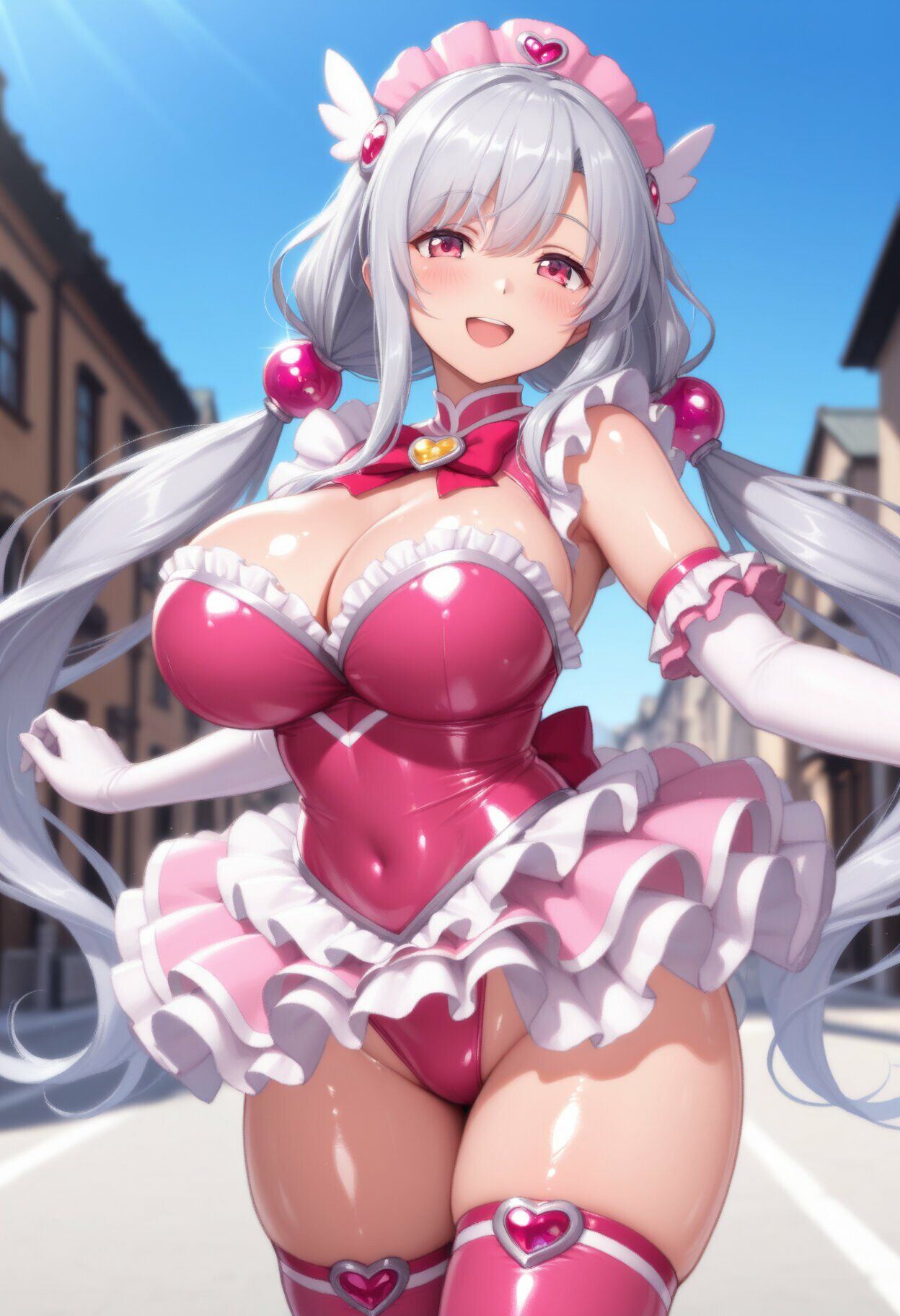 【悪堕ち×淫紋】銀髪褐色の爆乳魔法少女。淫らな肉厚ボディで夜の街を彷徨い、見知らぬ男に搾り尽くされる - サンプル画像 2