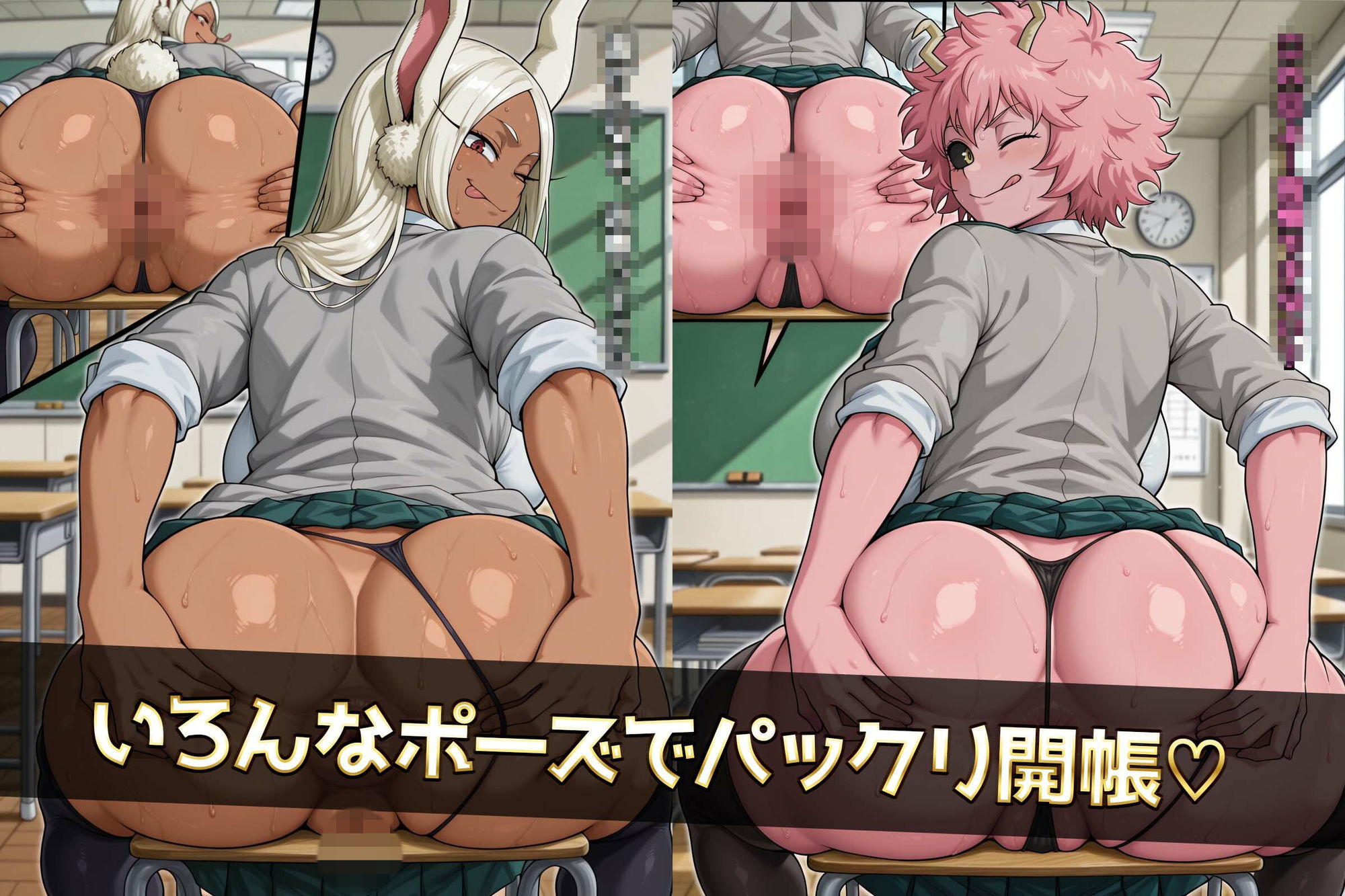 僕のでっかい尻デミアっ！大人気ヒロインたちのセリフ付き尻饗宴CG集！いつでもどこでも見せてくれるっ！アナルくぱぁ、ガニ股、チン媚びあります！ - サンプル画像 3