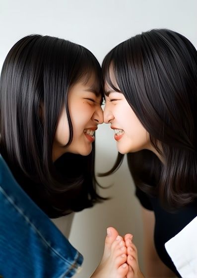 （ボイス有り）部屋の中で足裏と鼻を合わせて言い争う2人。 - サンプル画像 1