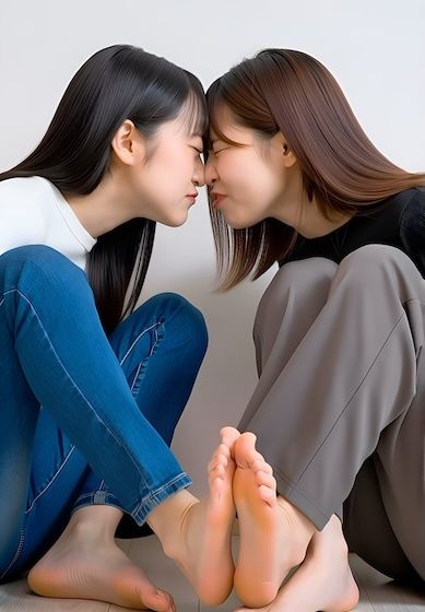 （ボイス有り）部屋の中で足裏と鼻を合わせて言い争う2人。 - サンプル画像 3