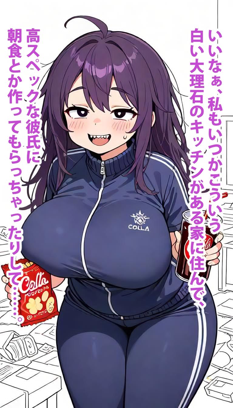 自堕落スパイラル 〜ジャージの隙間から溢れる幸せの肉塊？〜 - サンプル画像 1