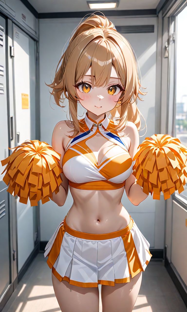 金髪ポニテ美女チアガール - サンプル画像 1