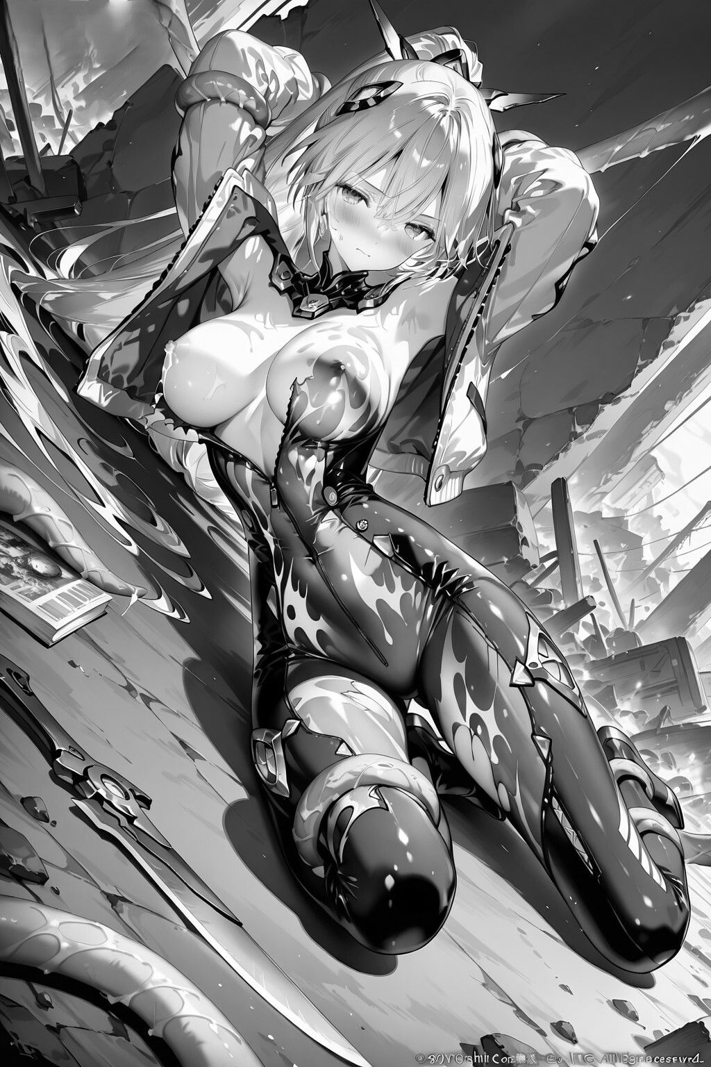銀髪メカ娘拘束記録 ―触手捕獲プロトコル― - サンプル画像 3