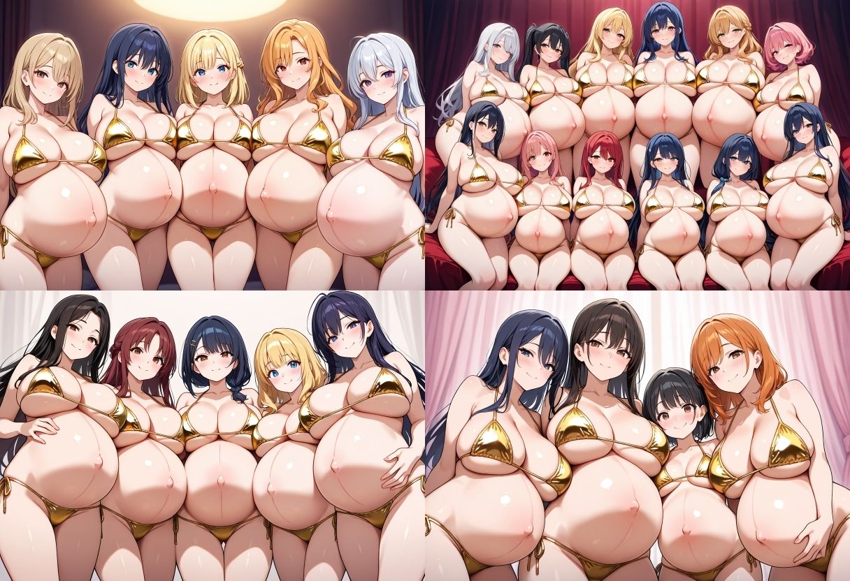 【500枚】金ビキニ×巨乳×妊婦 ハーレムCG集 - サンプル画像 8
