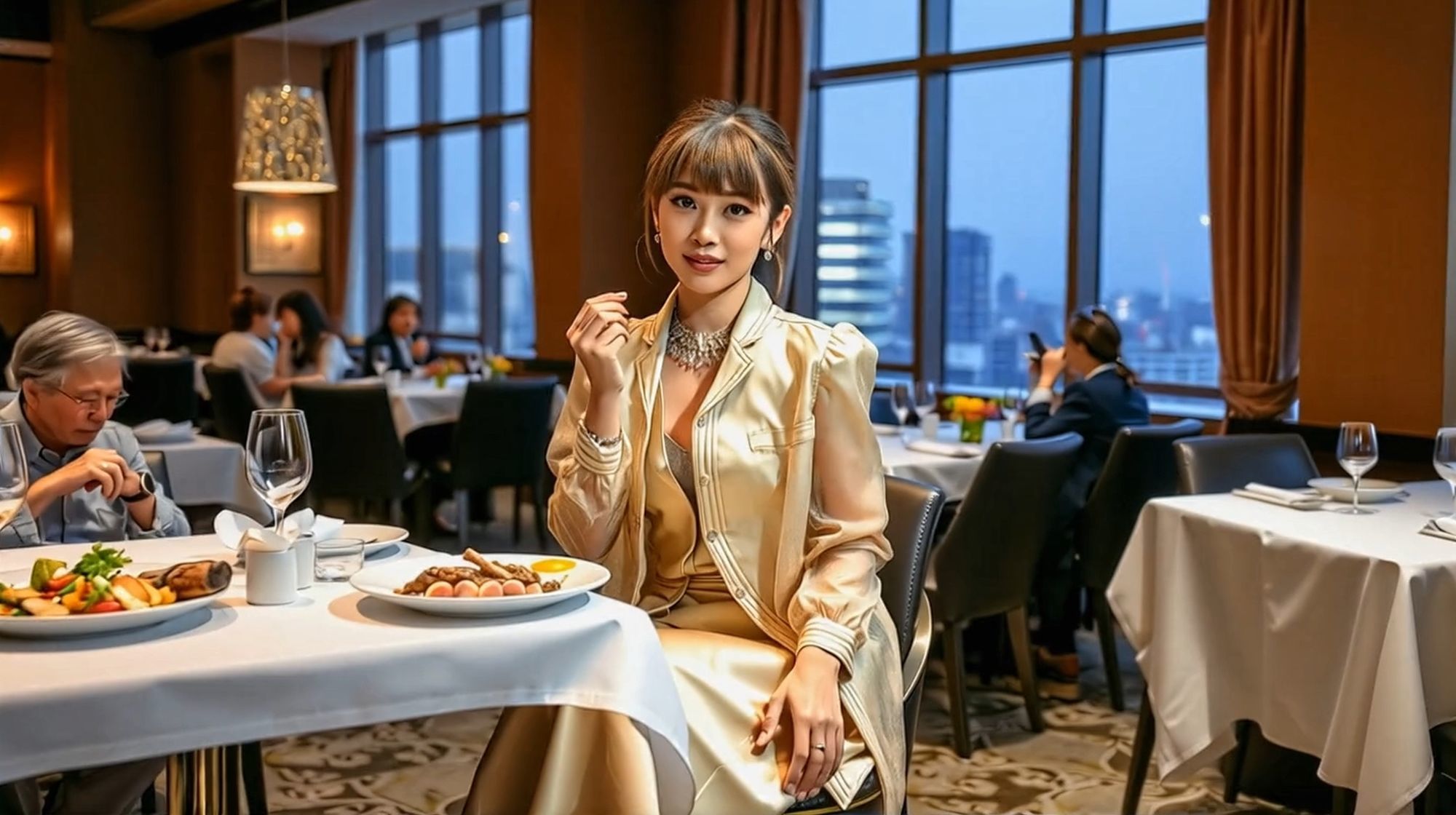妄想18 レストランでお嬢様の開脚を給仕がお手伝い AI生成動画 - サンプル画像 9