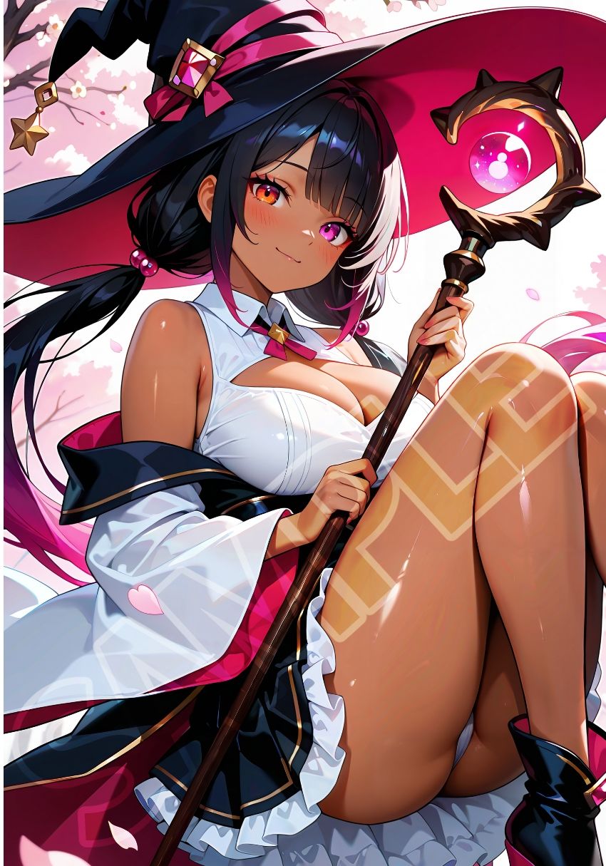 褐色黒魔女と桜デート - サンプル画像 5