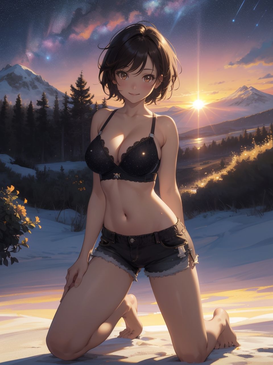 夕暮れに佇む美女たち〜AIイラスト集〜 - サンプル画像 2