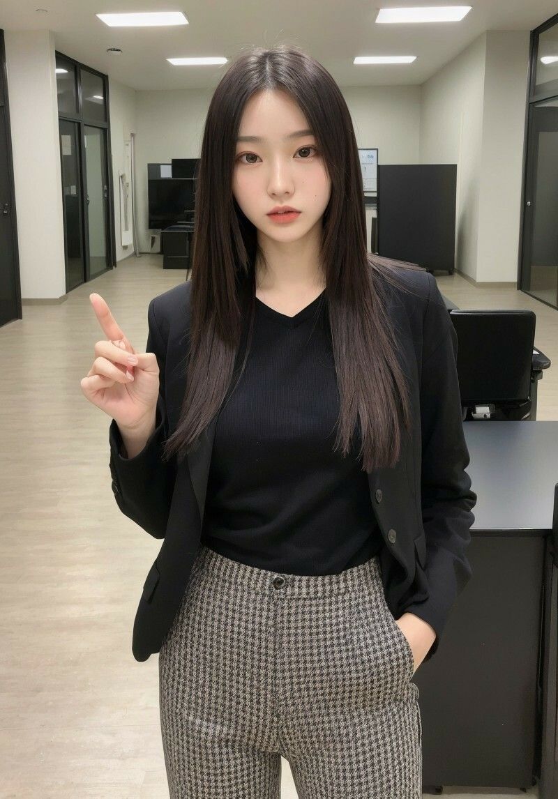 クール秘書シリーズ1  冷たい視線で見下す美人秘書  黒スーツ×無表情で立つ姿が刺さる205枚【AIグラビア写真集】 - サンプル画像 7