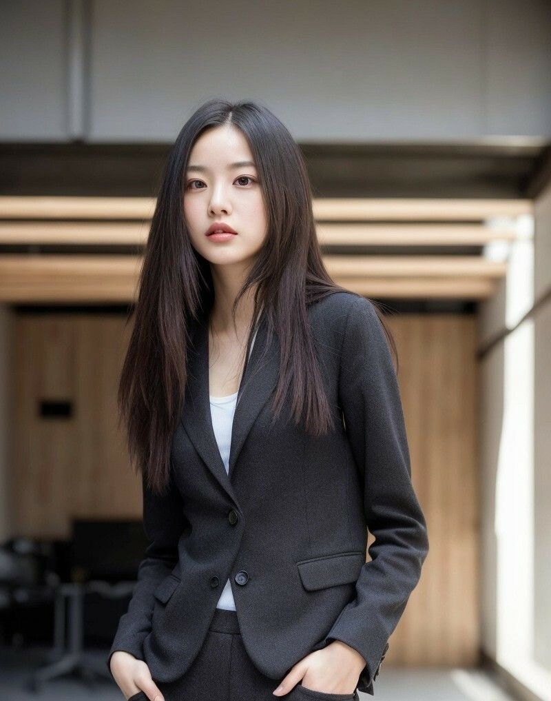 クール秘書シリーズ1  冷たい視線で見下す美人秘書  黒スーツ×無表情で立つ姿が刺さる205枚【AIグラビア写真集】 - サンプル画像 9