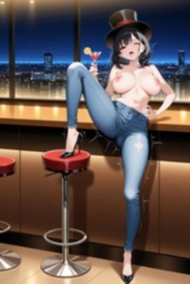 【裸ジーンズ女子5】裸ジーンズ女子とバーでサシ飲み - サンプル画像 4