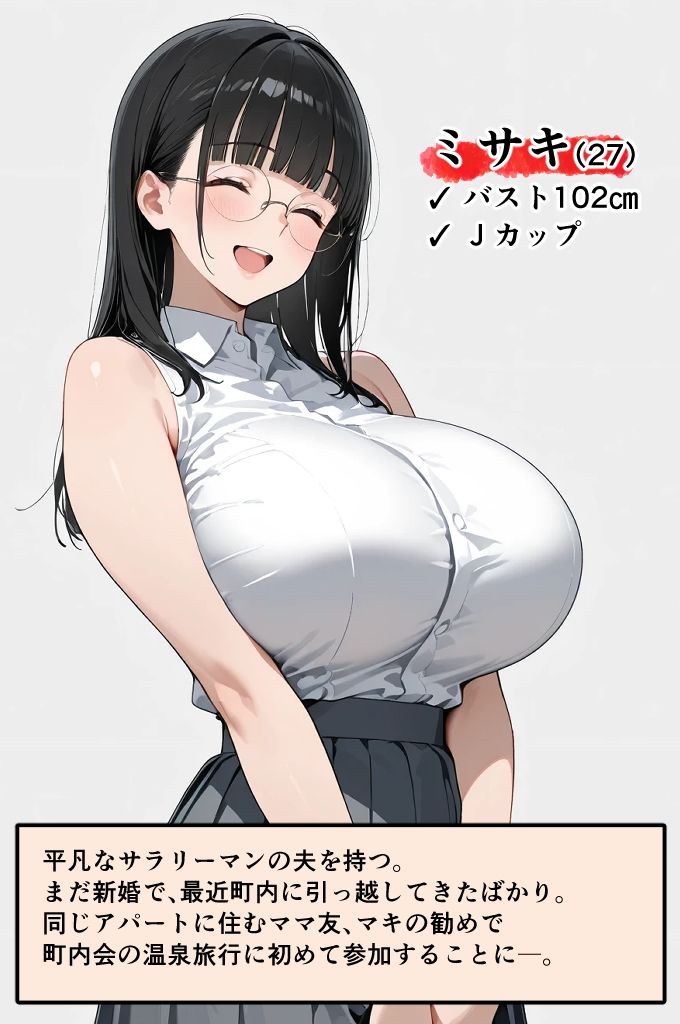 新婚の地味巨乳妻が町内会の温泉旅行で開かれた巨乳奥さん限定乳相撲大会に参加した話 - サンプル画像 1