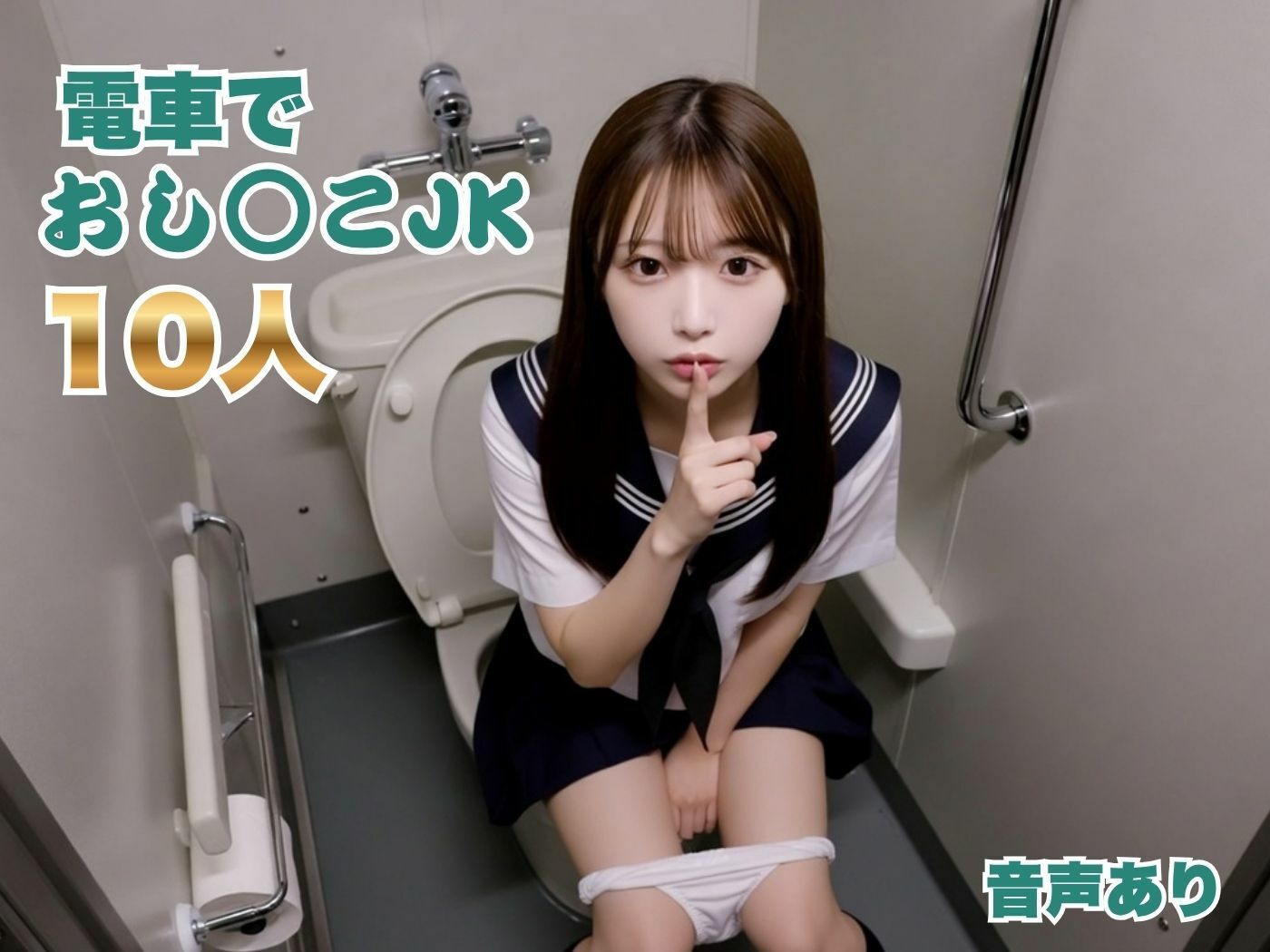 汗だくJK「内緒だよ」電車内で制服脱ぎ捨て！巨乳とデカ尻を汗だくで揺らす30分＋制服JKトイレ10人分音声入り特典 - サンプル画像 1