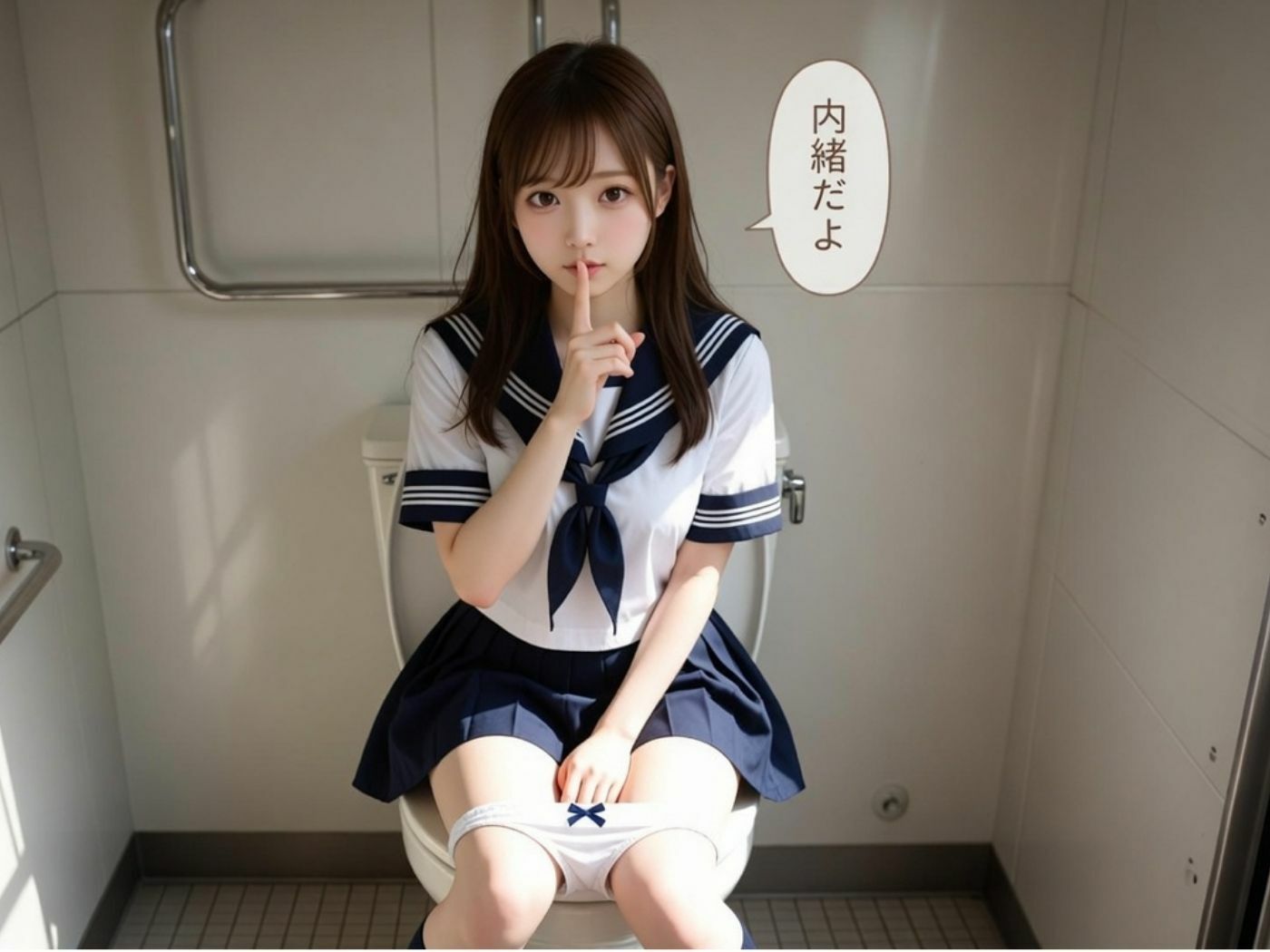 汗だくJK「内緒だよ」電車内で制服脱ぎ捨て！巨乳とデカ尻を汗だくで揺らす30分＋制服JKトイレ10人分音声入り特典 - サンプル画像 2