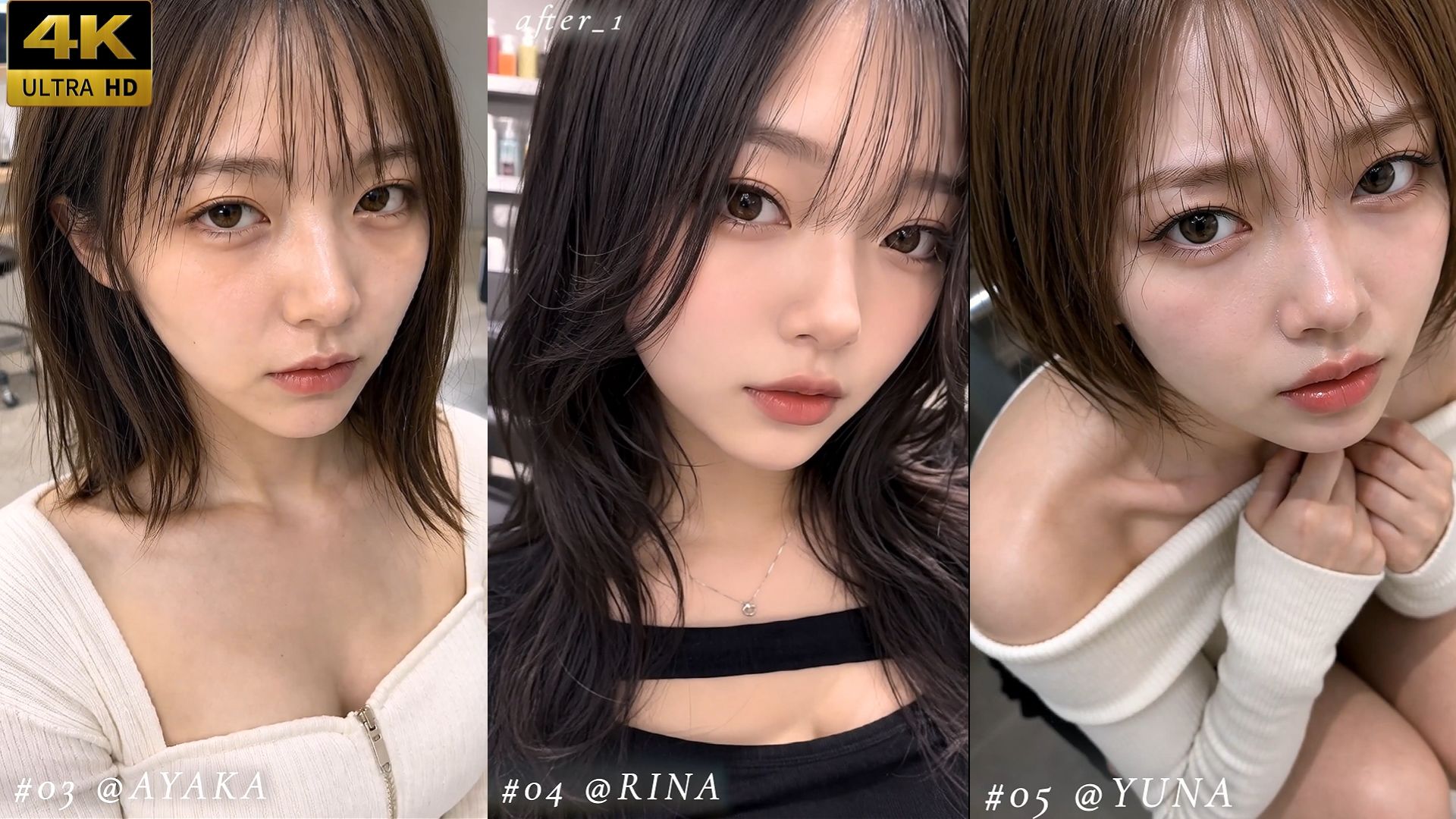 美容室に行っただけなのに4回も大量顔射された私…。おしゃれなクール系美容女子たち20人、Before＆After顔射オムニバス【4K縦動画】 - サンプル画像 1