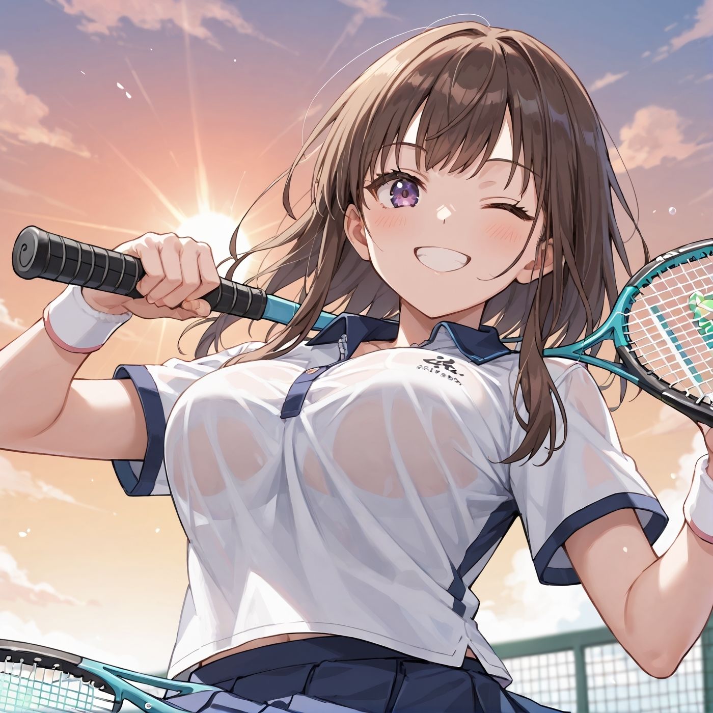 学園性活！ユニフォームに滲む汗  テニス部の本気がエロい1【汗かく美少女の厳選CG348枚収録】 - サンプル画像 6