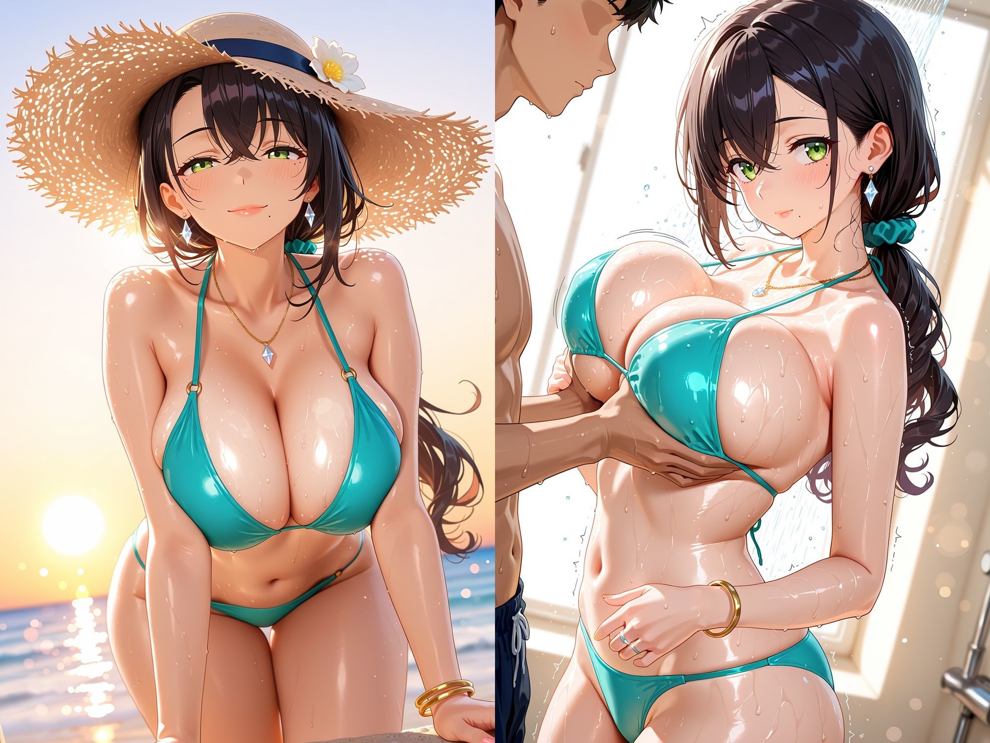 爆乳人妻は海で逝く - サンプル画像 3