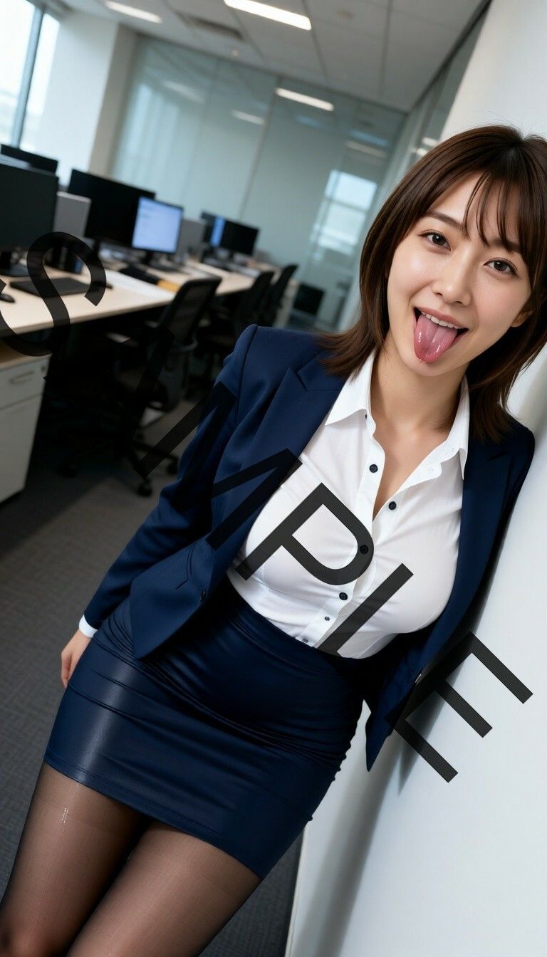 【実写系AI】美人上司のベロ出しエッチ【舌フェチ】 - サンプル画像 2