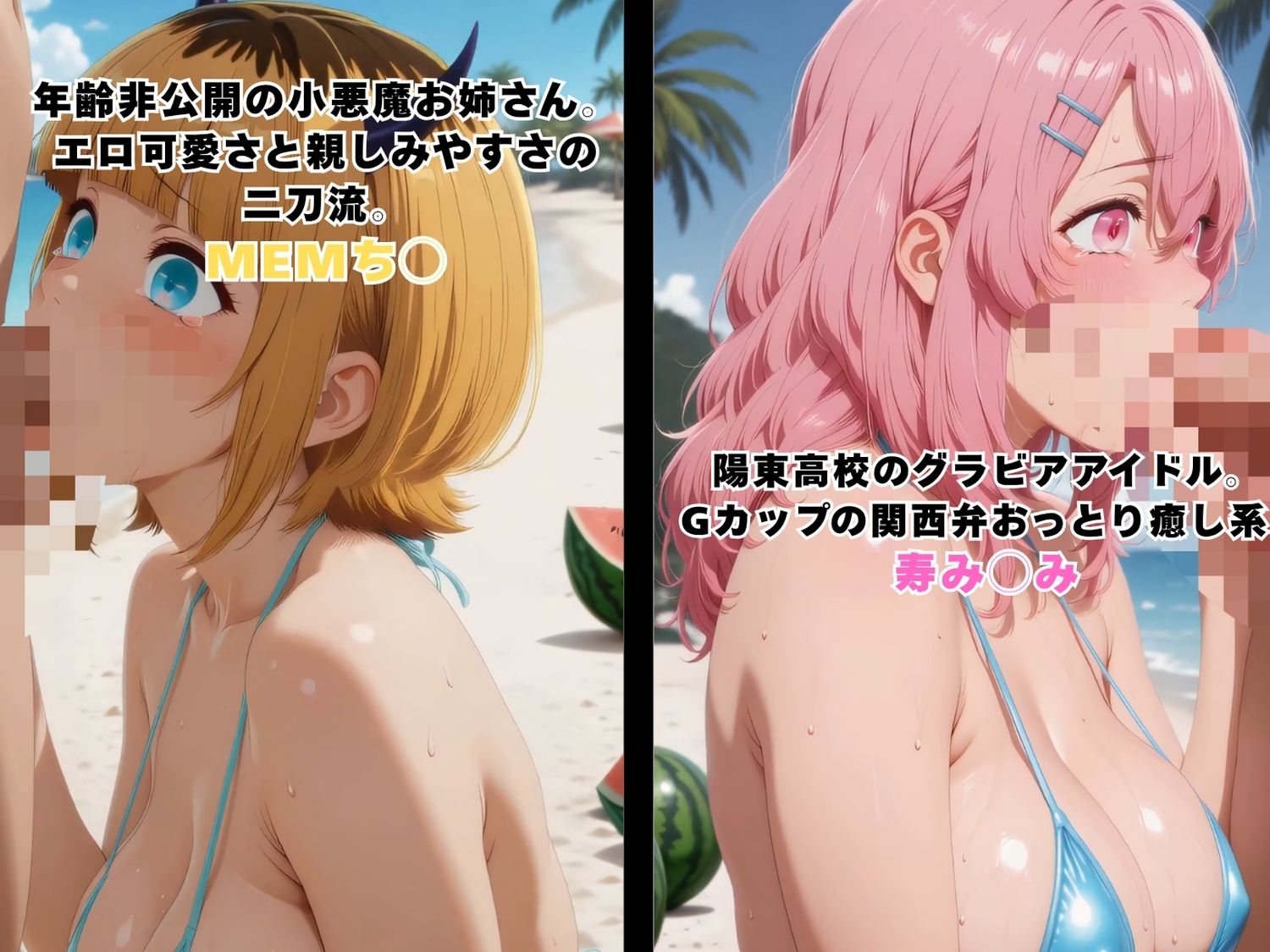 アイドルたちの卑猥なバカンス 〜南国ビーチでエッチなレッスン〜 【動画＆イラストセット】 - サンプル画像 4