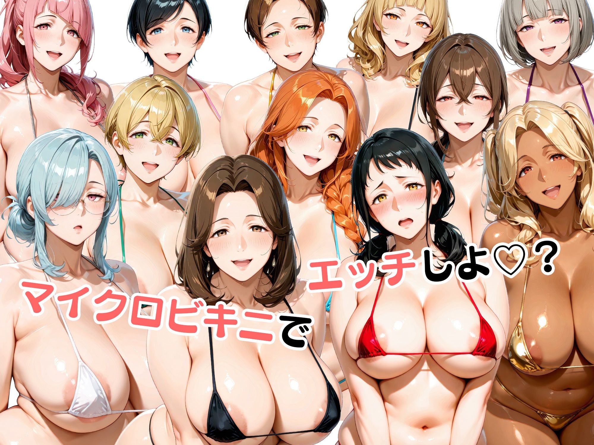 マイクロビキニで不倫セックスを楽しむ12人の人妻 - サンプル画像 10