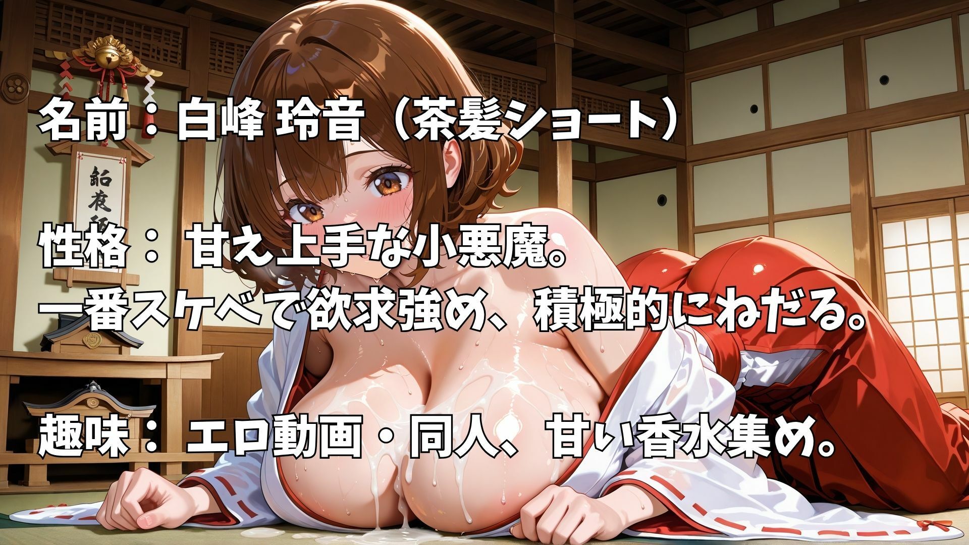 【4K】巫女バイト爆乳JK3人と神社内で禁断セックス - サンプル画像 8