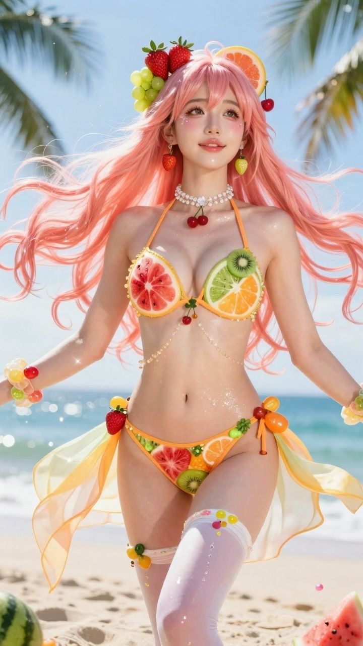 【AIコスプレ美女アイドル ＃006 MV ＆ 写真集】ー星乃音ぴこ  ー  Fresh Fruit Love - サンプル画像 4