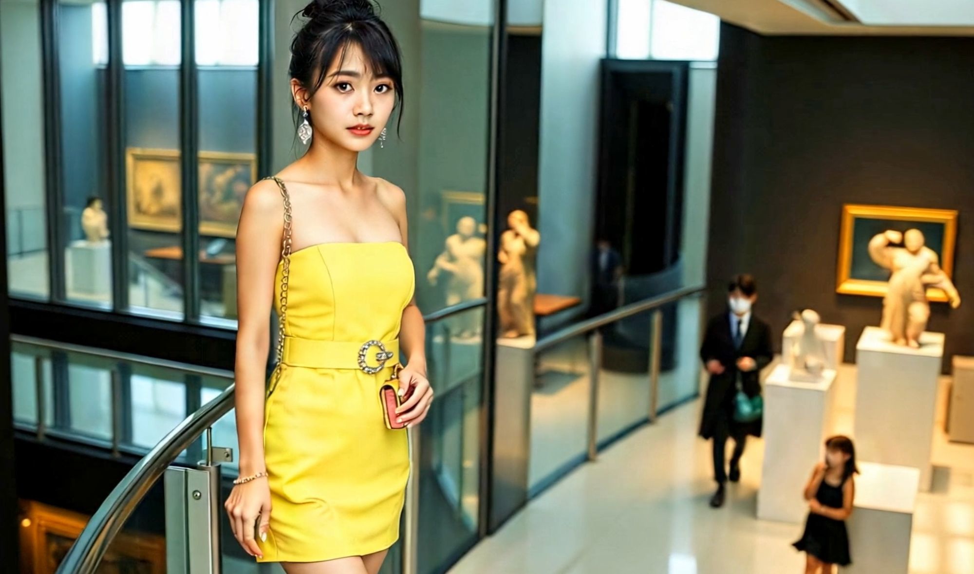 妄想26 露出狂の女・美術館でパンティ見せ AI生成動画 - サンプル画像 1
