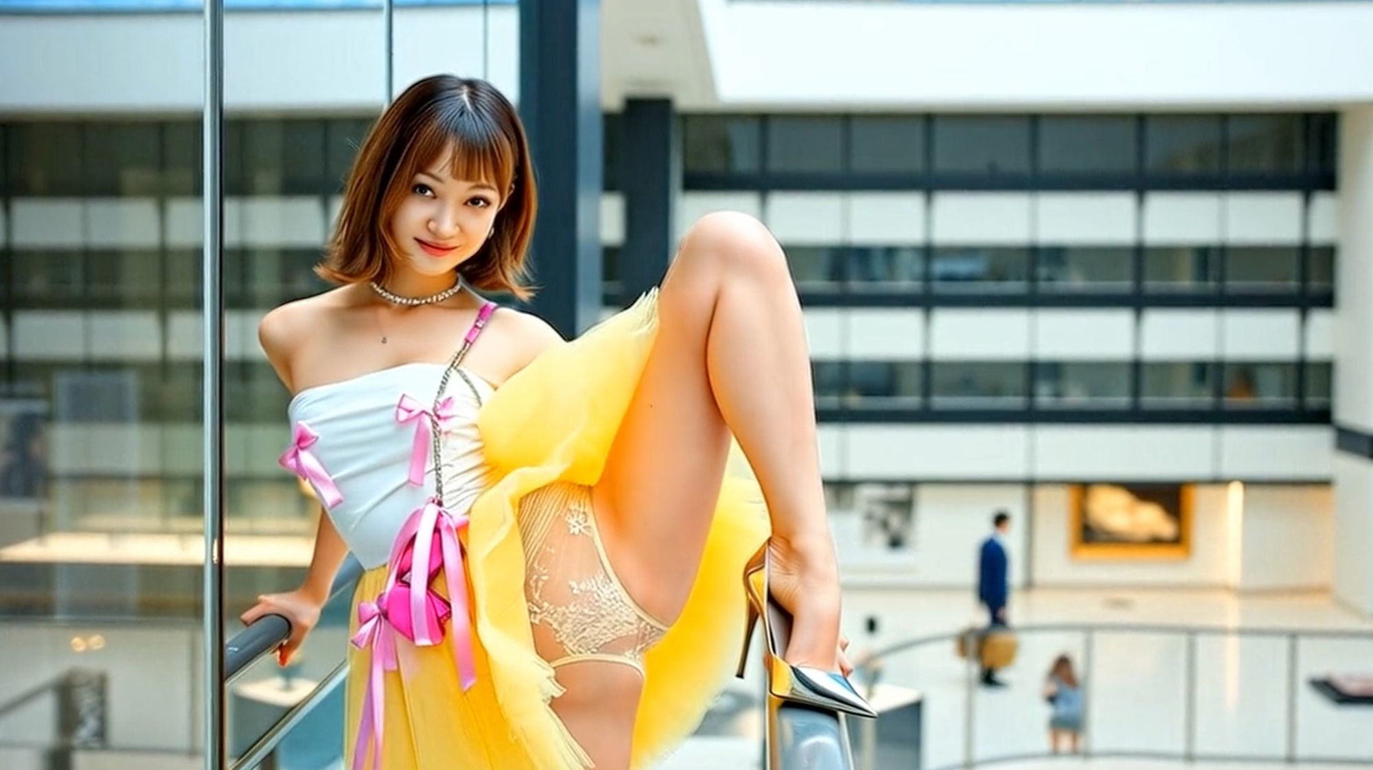 妄想26 露出狂の女・美術館でパンティ見せ AI生成動画 - サンプル画像 3