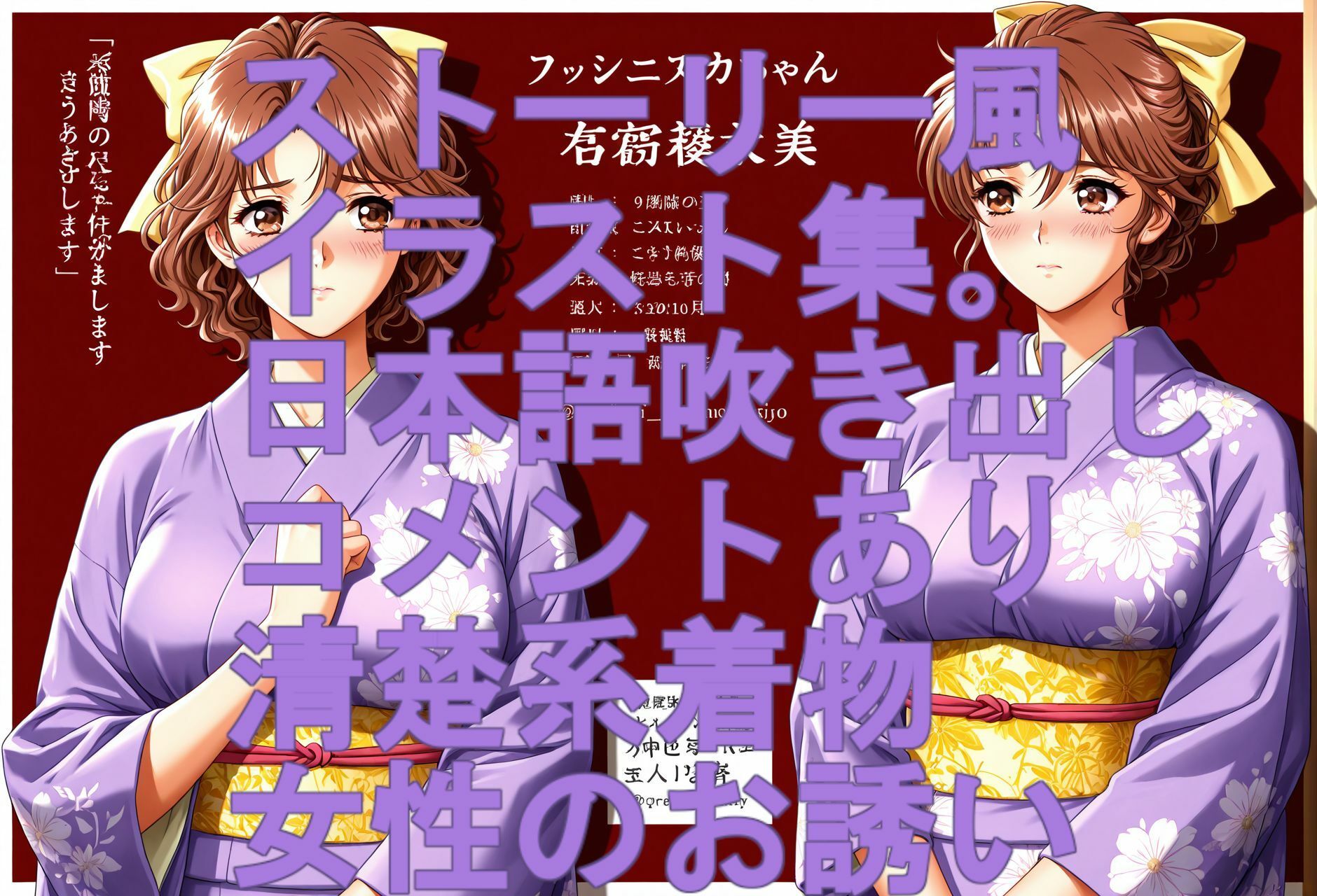 ストーリー風、イラスト集。日本語、吹き出しコメントあり。清楚系着物女性のお誘い。 - サンプル画像 10