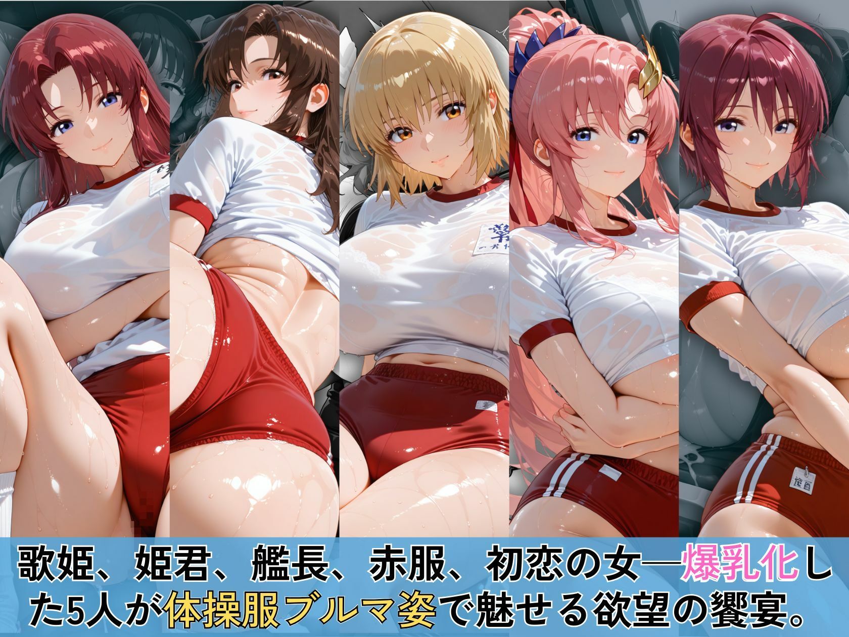 赤いブルマに食い込む欲望のSEED爆乳ヒロイン5人 体操服スペシャル - サンプル画像 1
