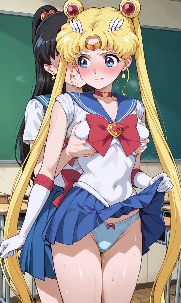 セーラー戦士が悪の美少女戦士にふたなり乱暴される（おまけCG付き） - サンプル画像 2