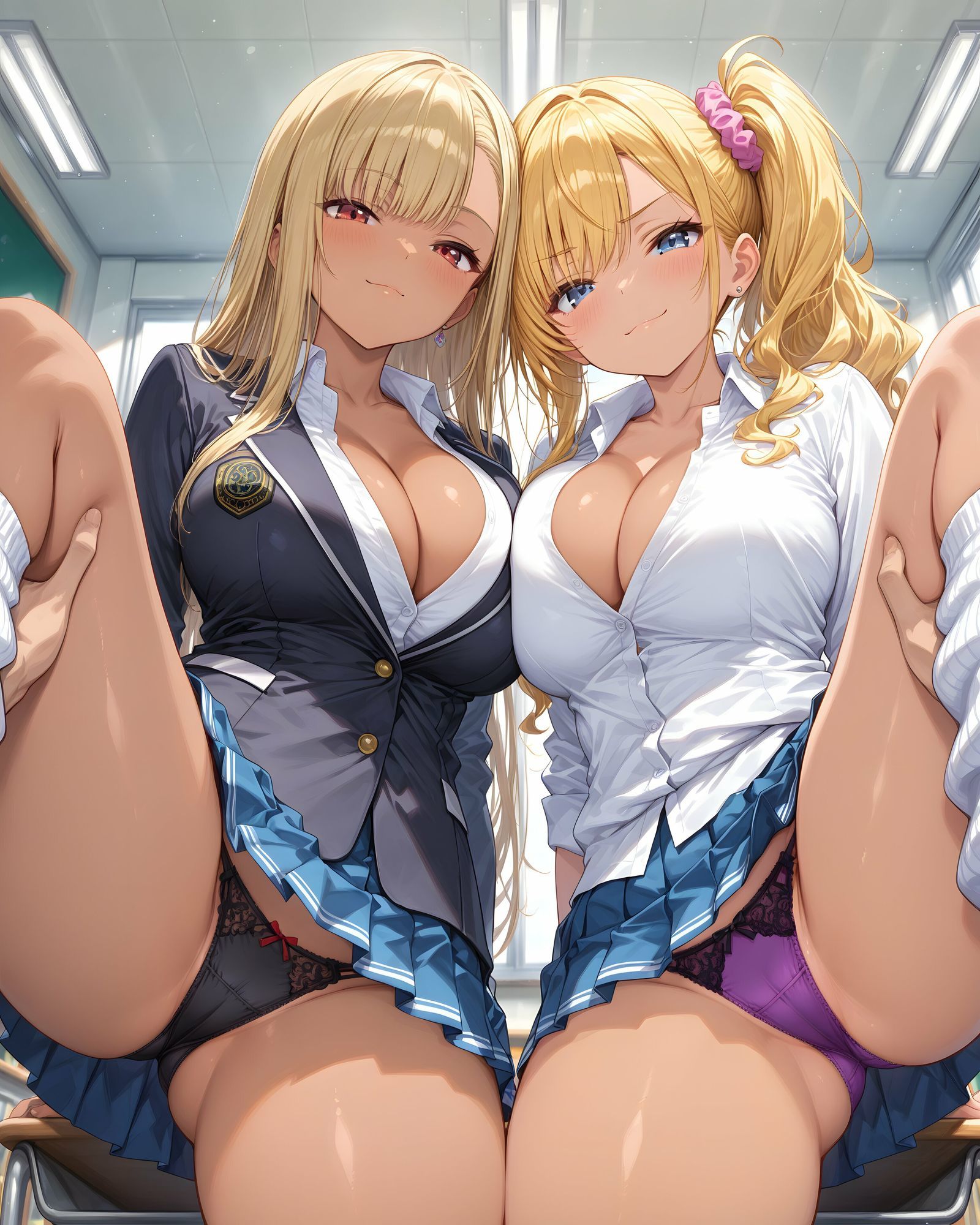 超ミニスカ女学園 番外編3〜パンツ丸見え黒ギャルJKのパンチラ観察したり、見抜きしたり、射精のお手伝いしてもらうイラスト集〜 - サンプル画像 5