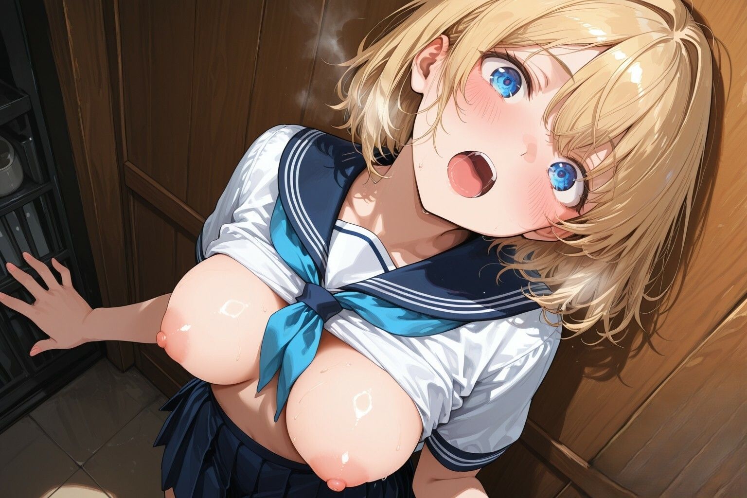 爆乳制服生ハメ騎乗位 - サンプル画像 1